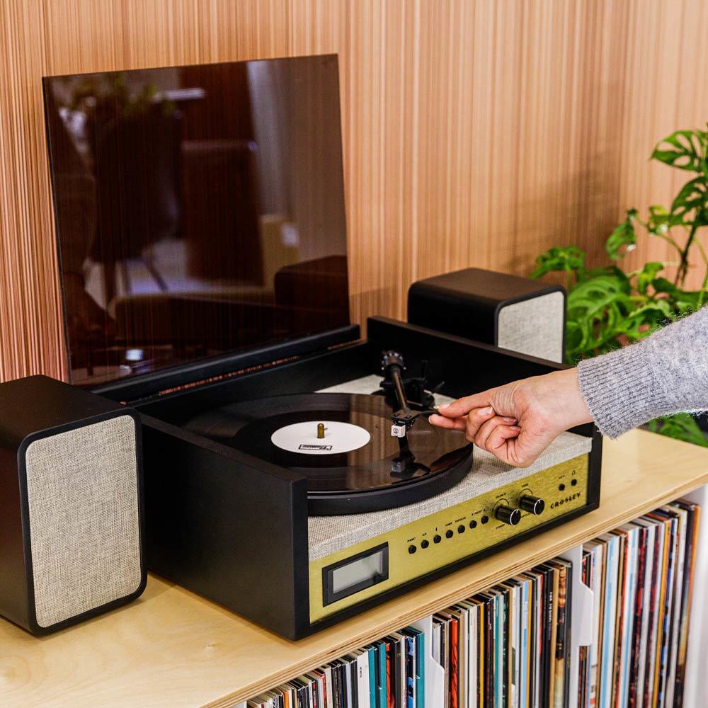 Crosley Coda Retro Bluetooth Platenspeler met Externe Luidsprekers Zwart