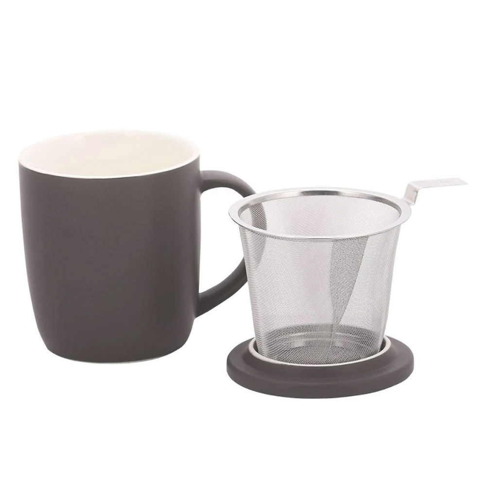 Plint retro mok met theefilter almost black