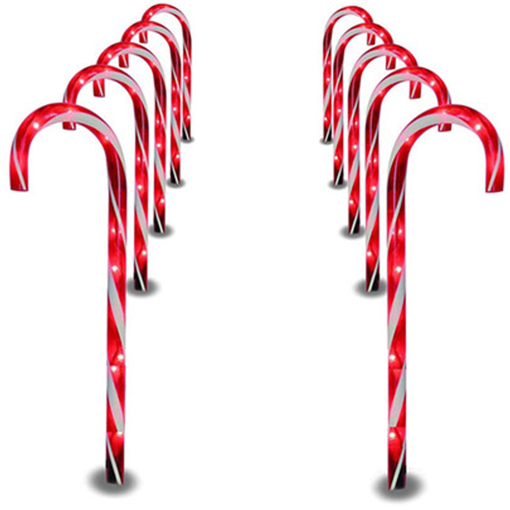 Retro zuurstok kerstverlichting met 10 zuurstokken
