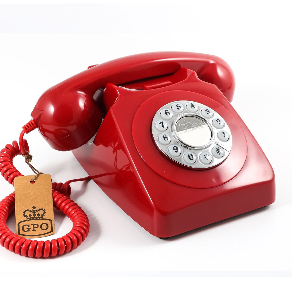Druktoets retro telefoon rood
