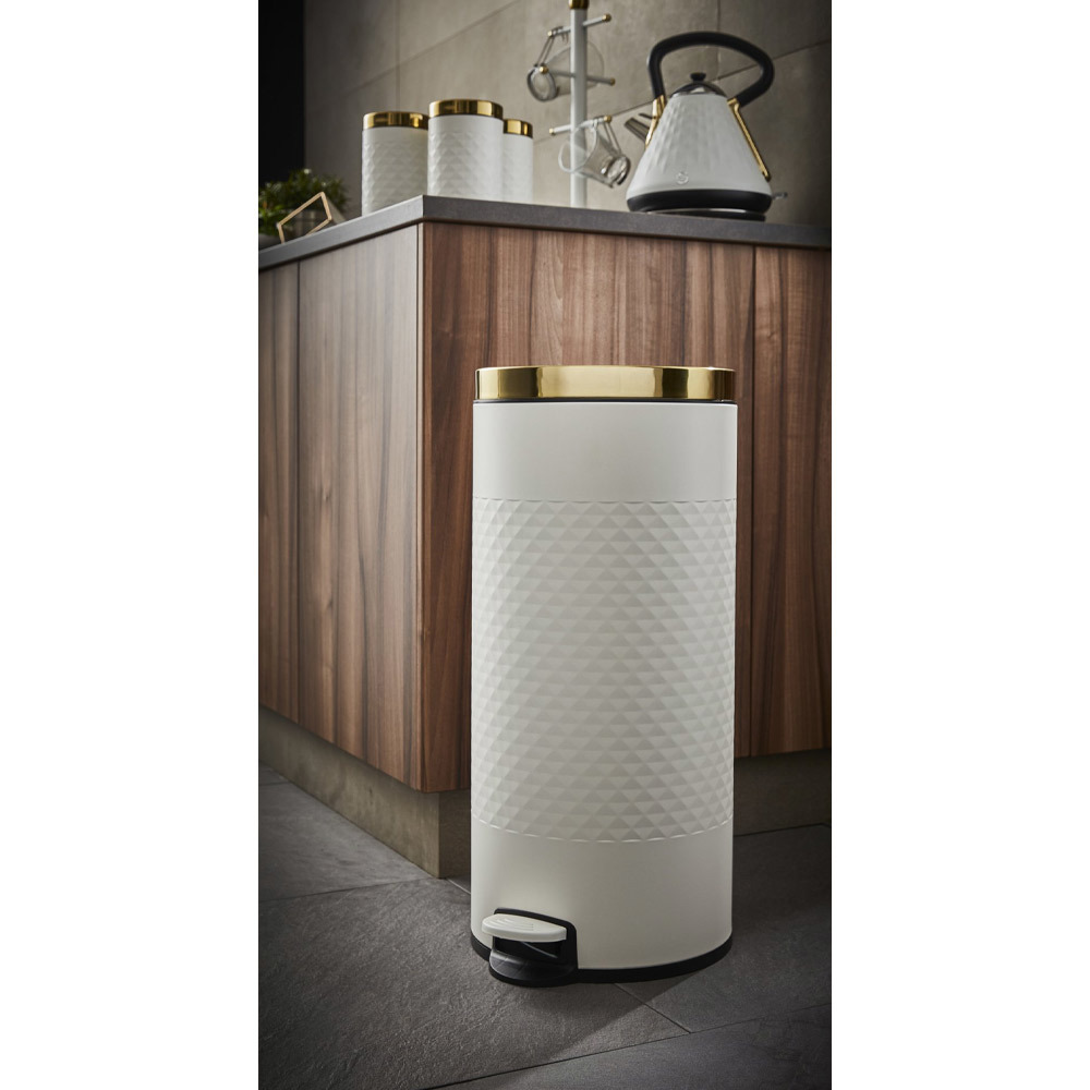 Swan Gatsby Pedaalemmer 30 Liter Wit - Retro pedaalemmer in jaren 20 Art Deco design 