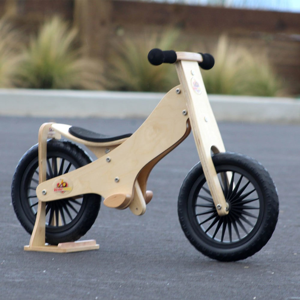 Kinderfeets houten loopfiets retro naturel - veilig en duurzaam