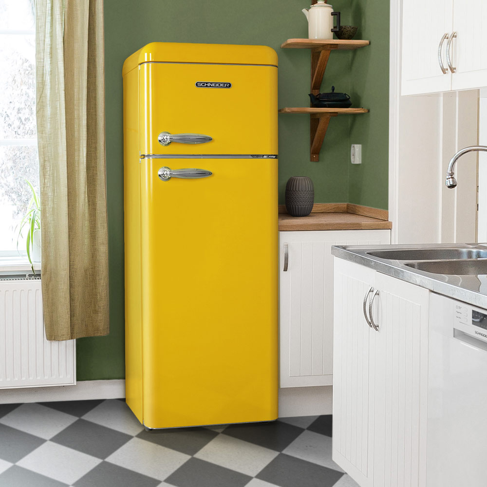 Schneider SCDD 208 V Retro Koelkast Canary Yellow