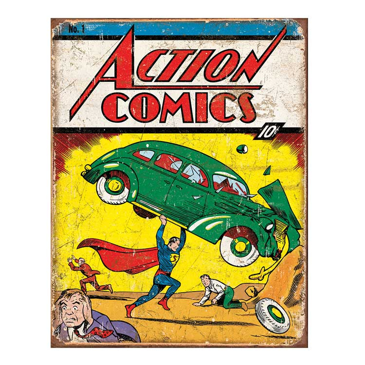 Metalen Retro Bord Action Comics #1