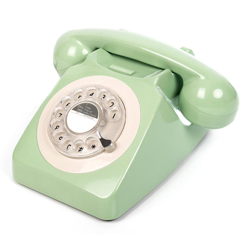 Draaischijf retro telefoon swedish green