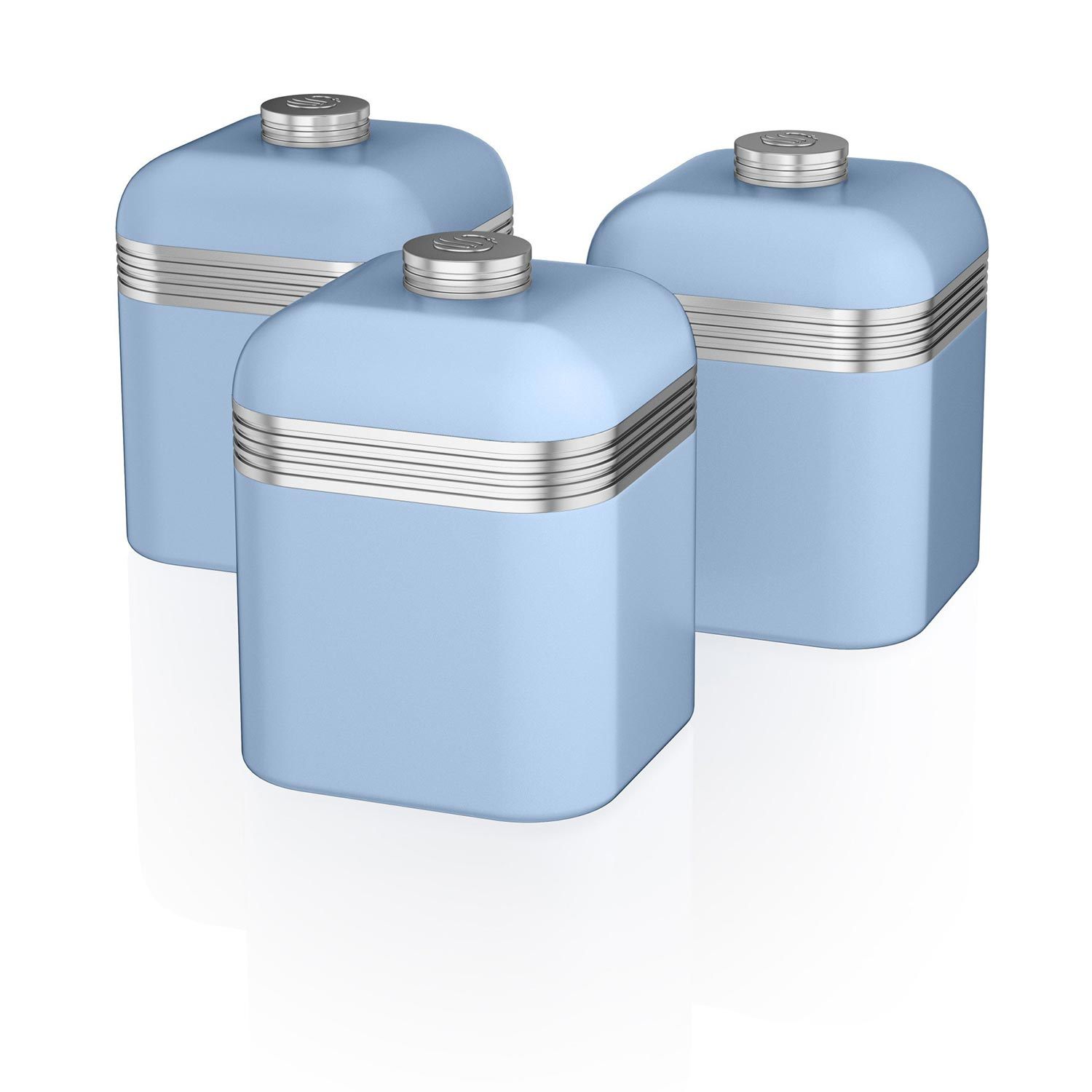 Retro opbergblikken set van 3 blauw