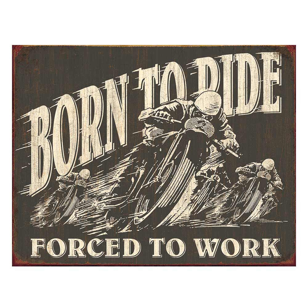 Metalen Retro Bord Born To Ride