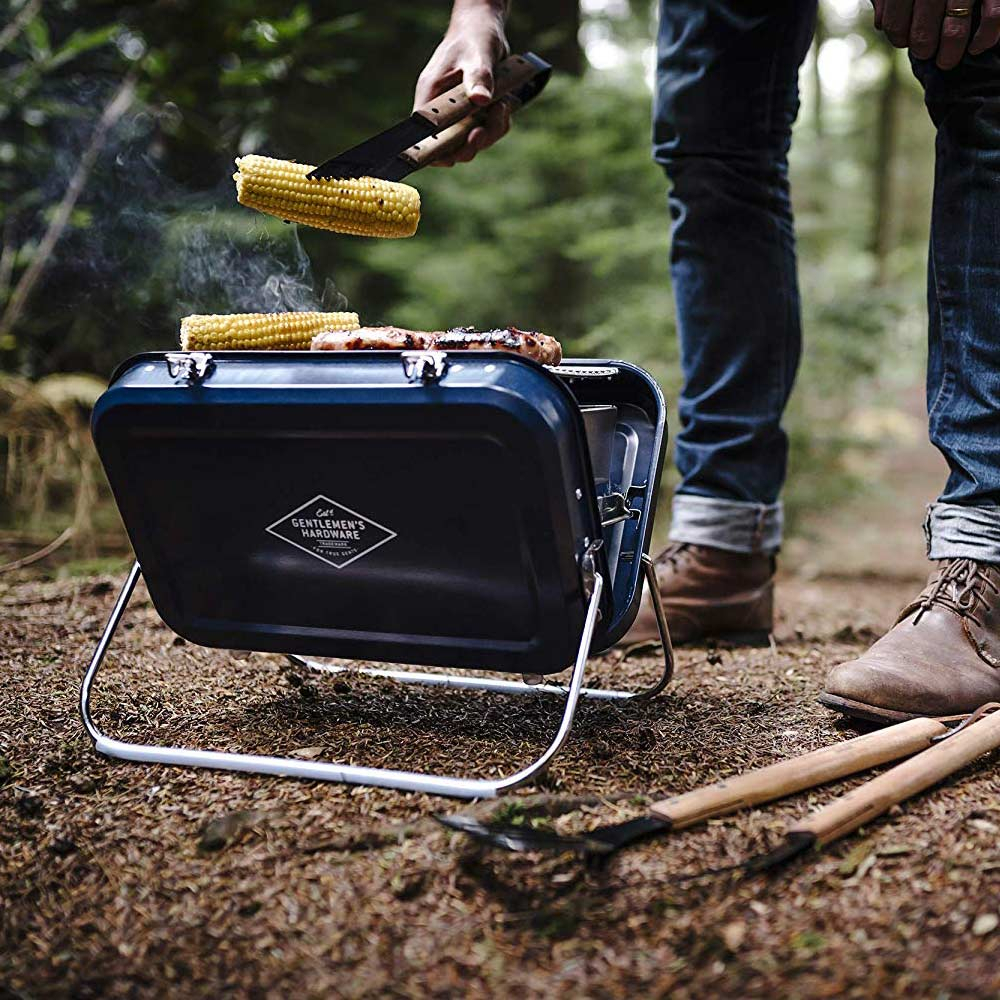 Retro draagbare barbecue zwart