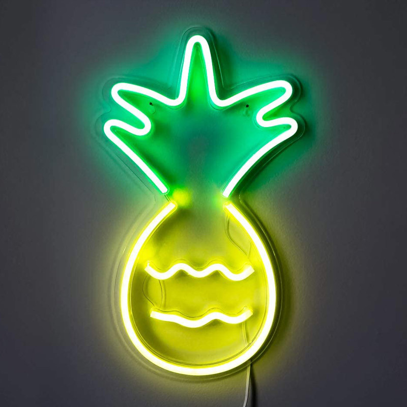 Retro neon verlichting Ananas - geel groen