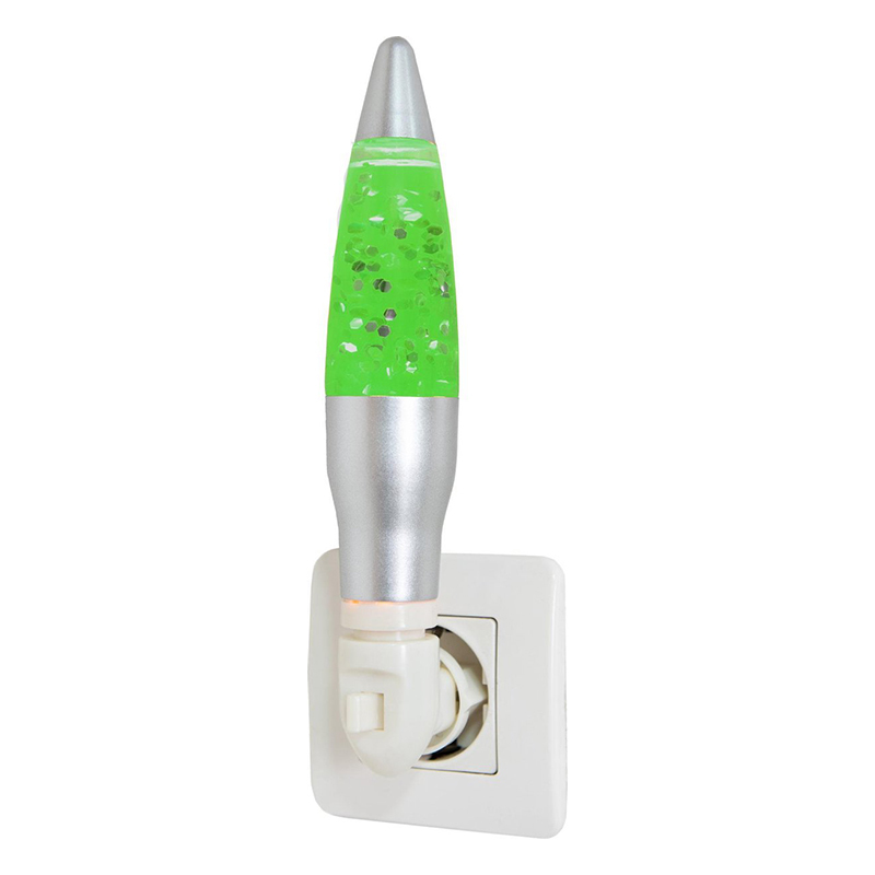 Retro LED nachtlamp glitter green liquid 