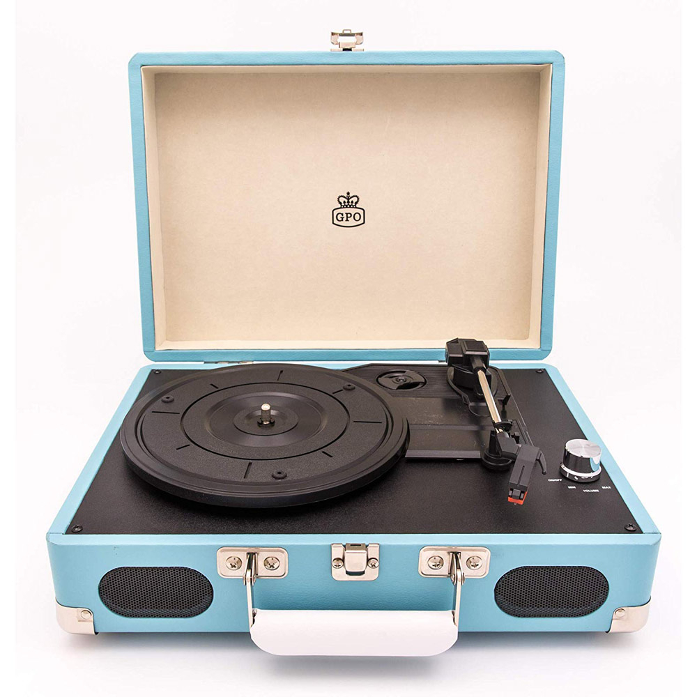 GPO Soho retro platenspeler blauw