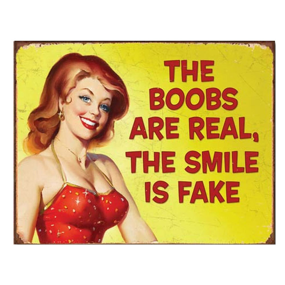 Metalen retro bord - Smile is Fake
