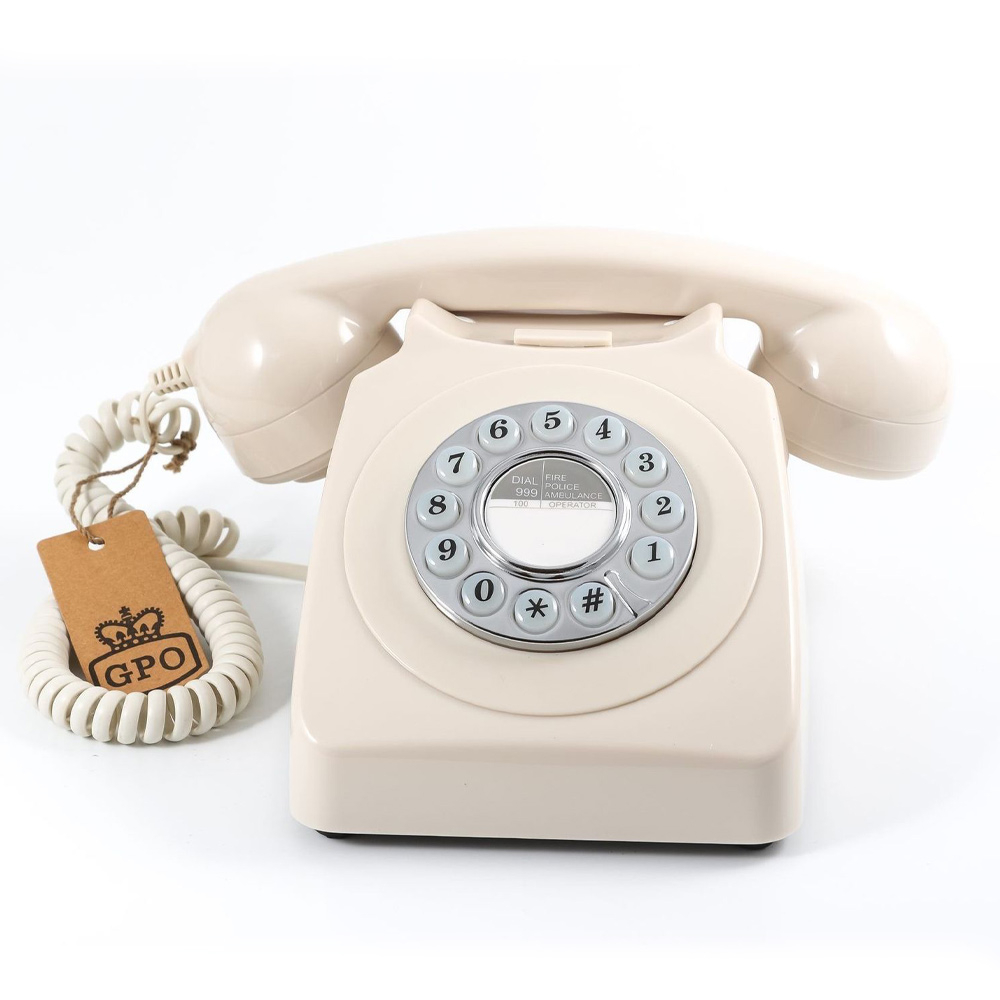 Druktoets retro telefoon ivoor