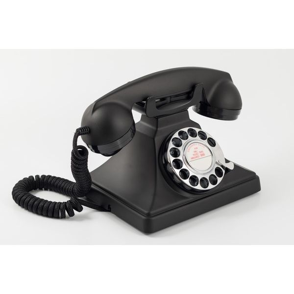 Draaischijf retro telefoon zwart