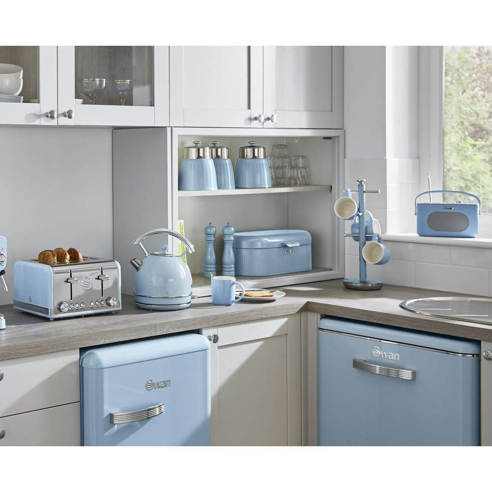 Retro opbergblikken set van 3 blauw