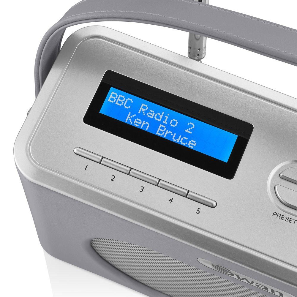 Swan Draagbare Retro Radio DAB+ Bluetooth Grijs