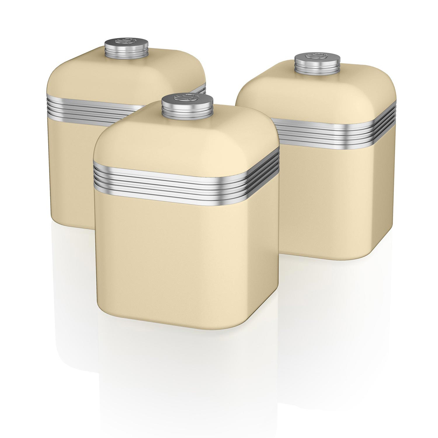 Retro opbergblikken set van 3 creme