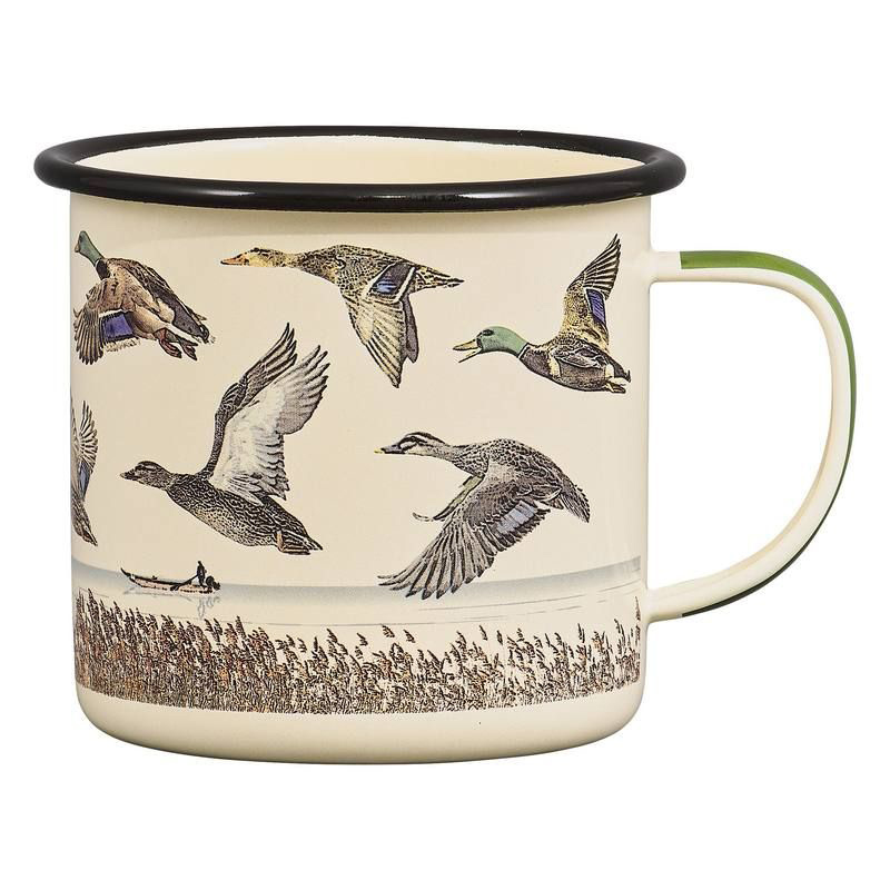 Retro emaille mok lake & ducks creme