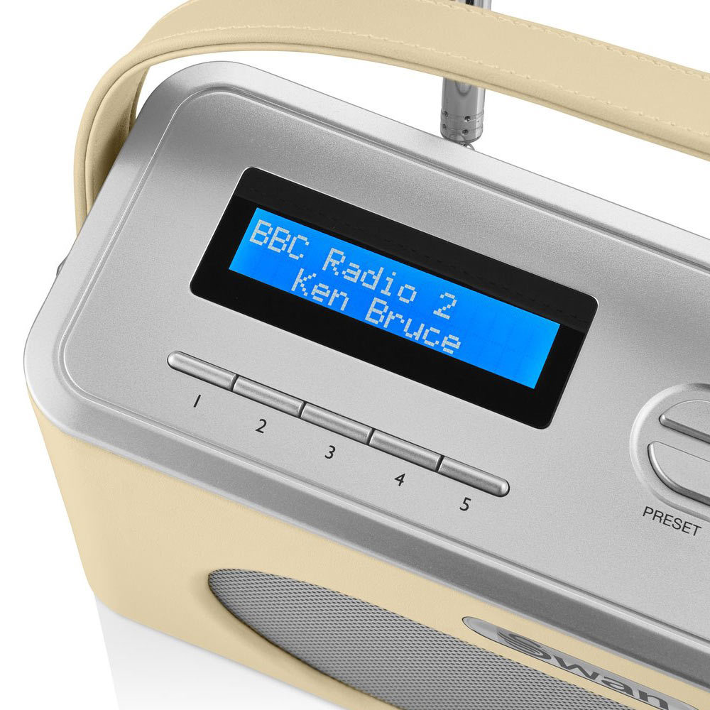 Swan draagbare retro radio DAB+ bluetooth creme