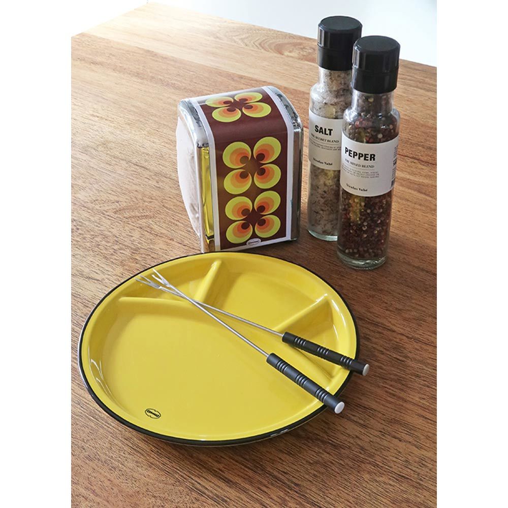 Retro fonduebord 24 cm sunny yellow