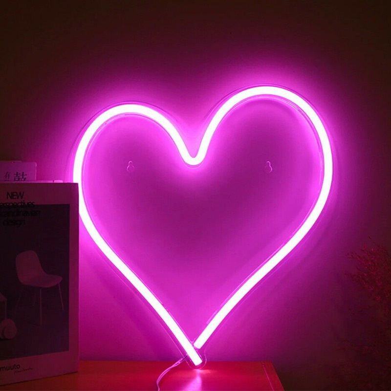 Retro neon verlichting Hart - roze