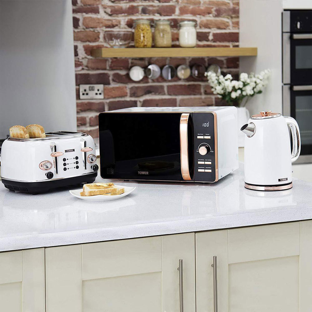 Tower T10023W  Retro Waterkoker 1.7 Liter Bottega Rose Gold Wit  