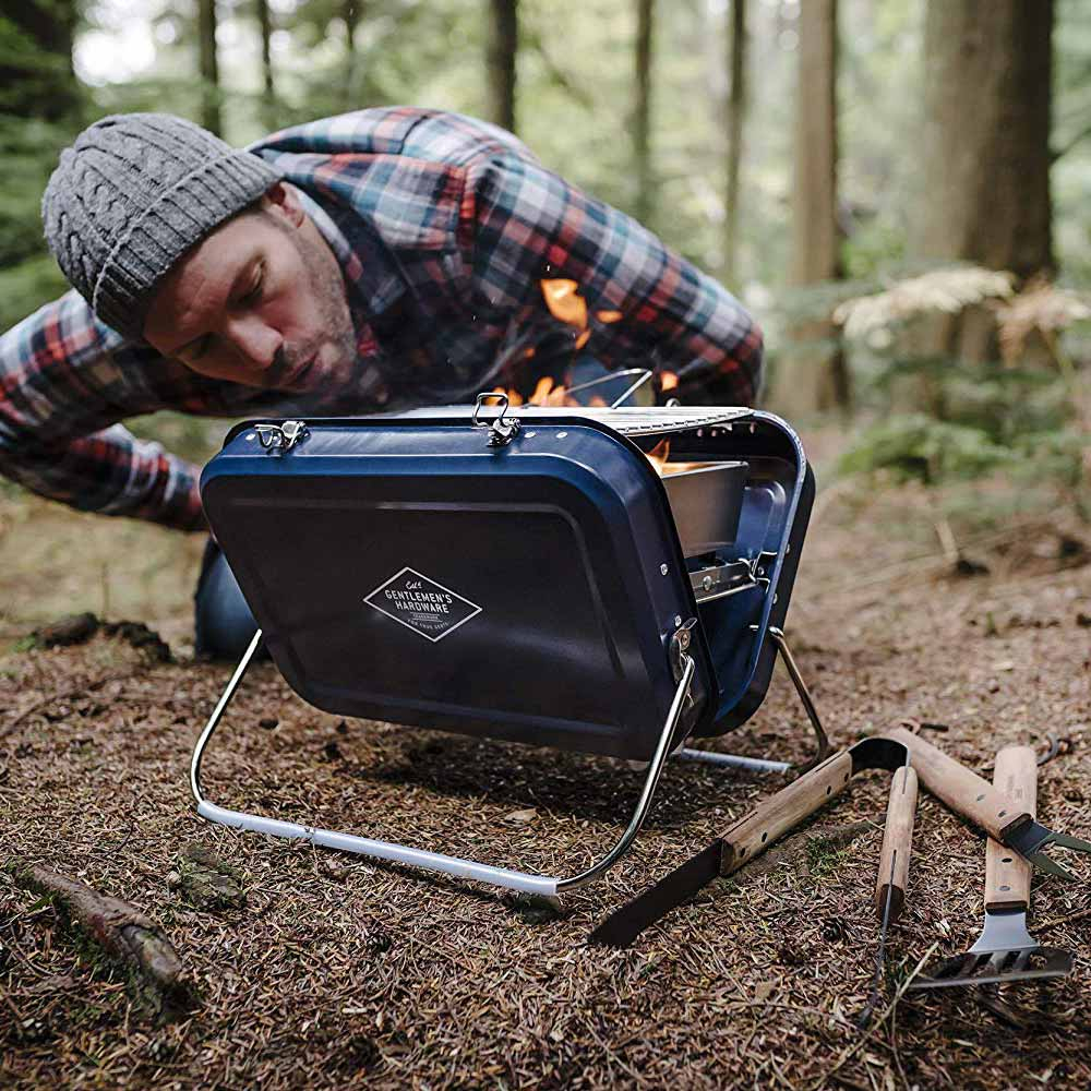 Retro draagbare barbecue zwart