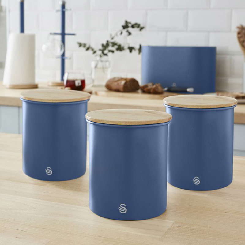 Opbergblikken set van 3 blauw