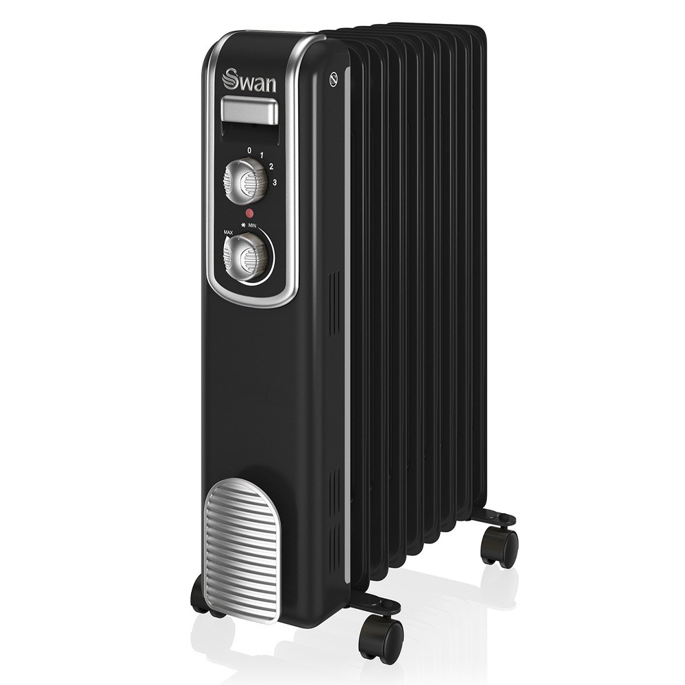 Swan Retro Elektrische Olieradiator Zwart