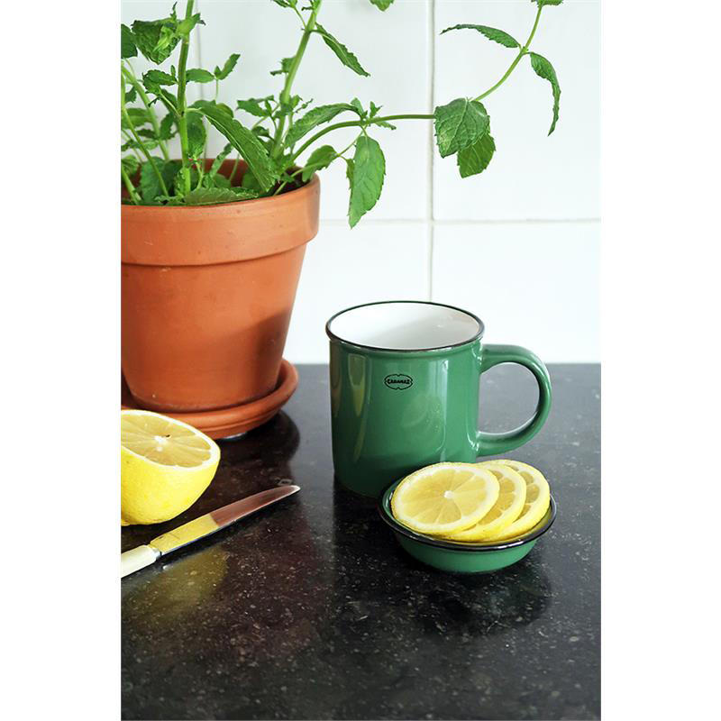 Retro mok emaille  geinspireerd pine green 250 ml