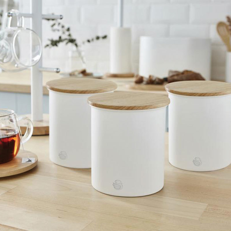 Swan retro opbergblikken set van 3 wit