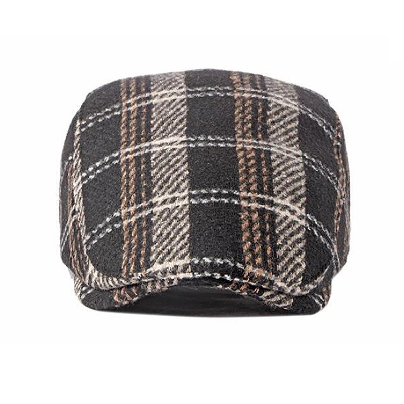 Cardiff 1962 Flat Cap One Size Zwart - Warme en comfortabele platte pet met ruitpatroon