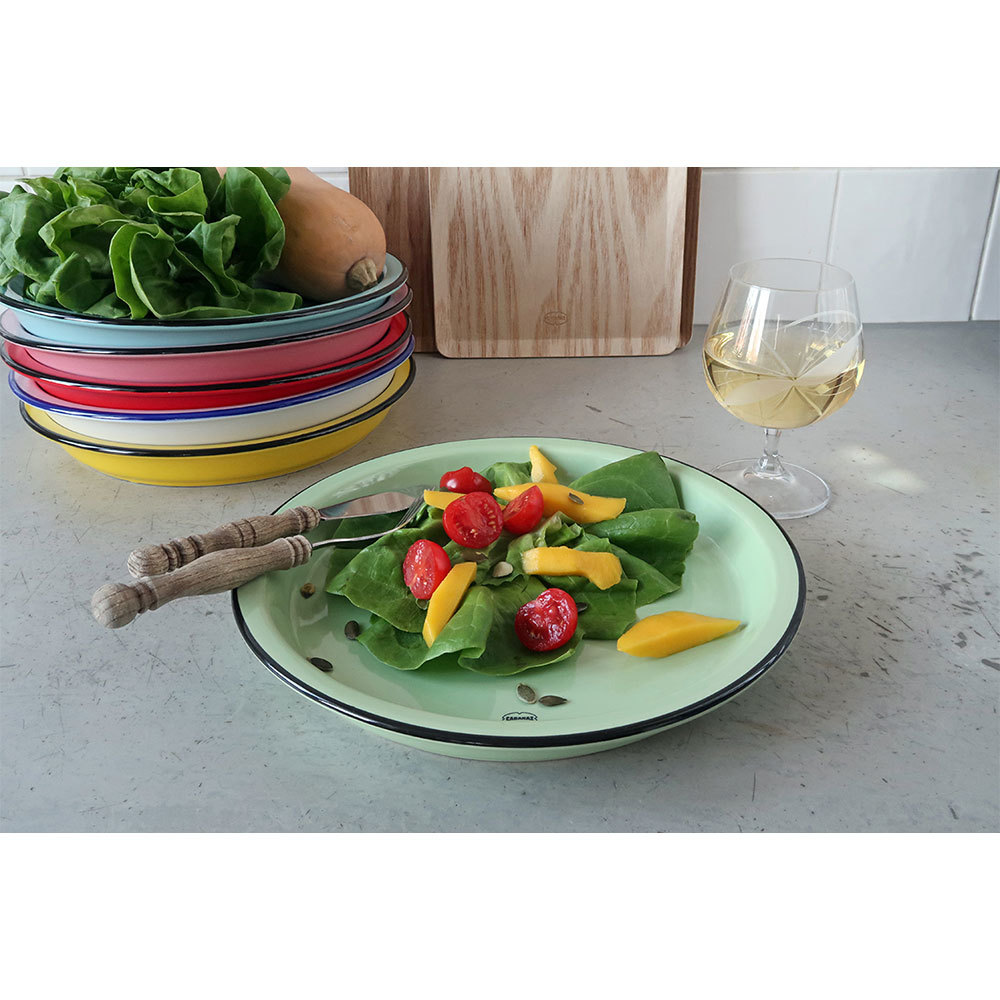 Retro dinerbord 27 cm emaille geinspireerd vintage green