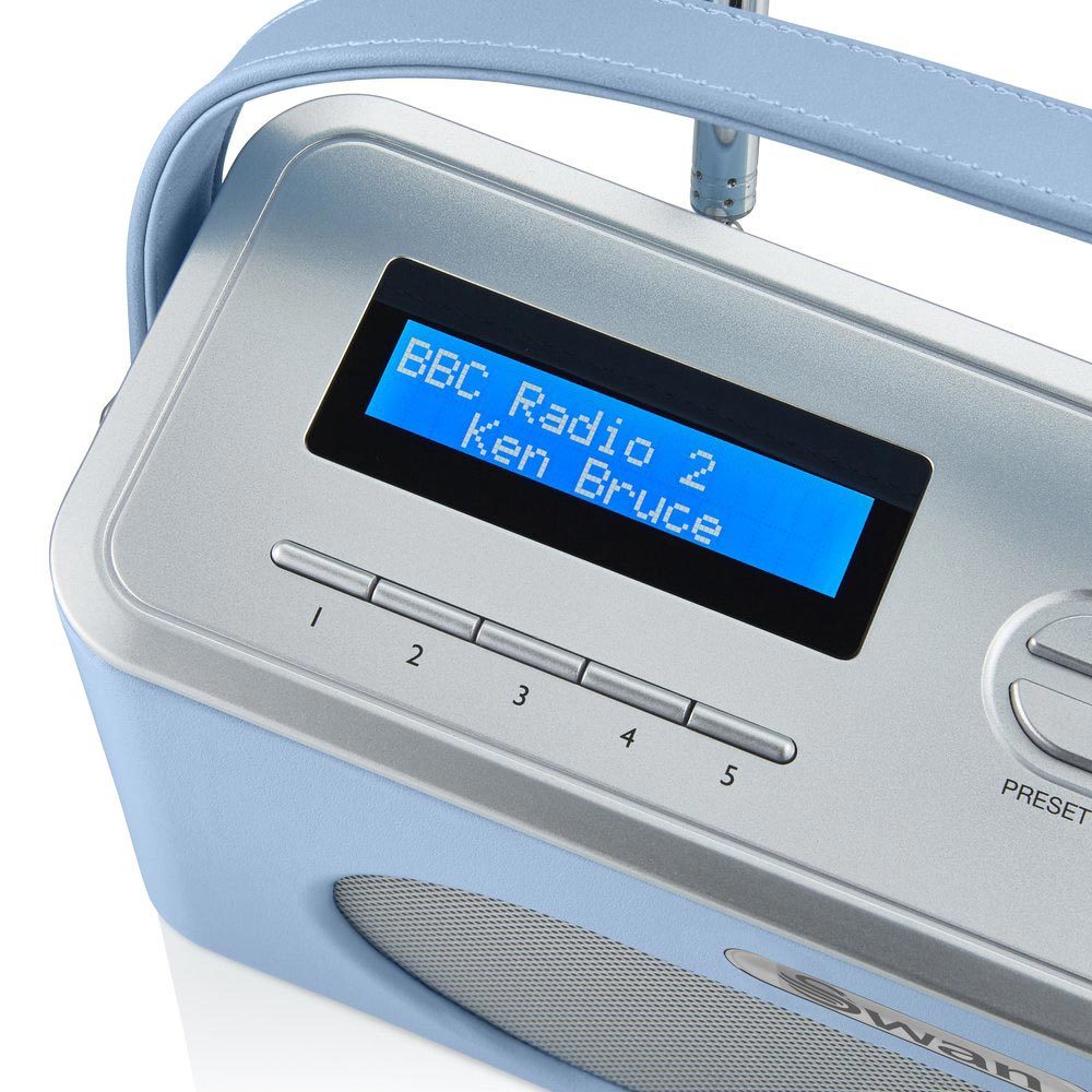 Swan Draagbare Retro Radio DAB+ Bluetooth Blauw