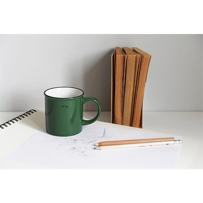 Retro mok emaille  geinspireerd pine green 250 ml