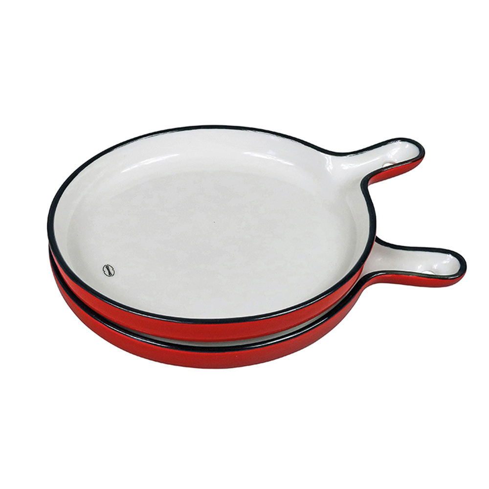 Retro serveerschaal set van 2 scarlet red