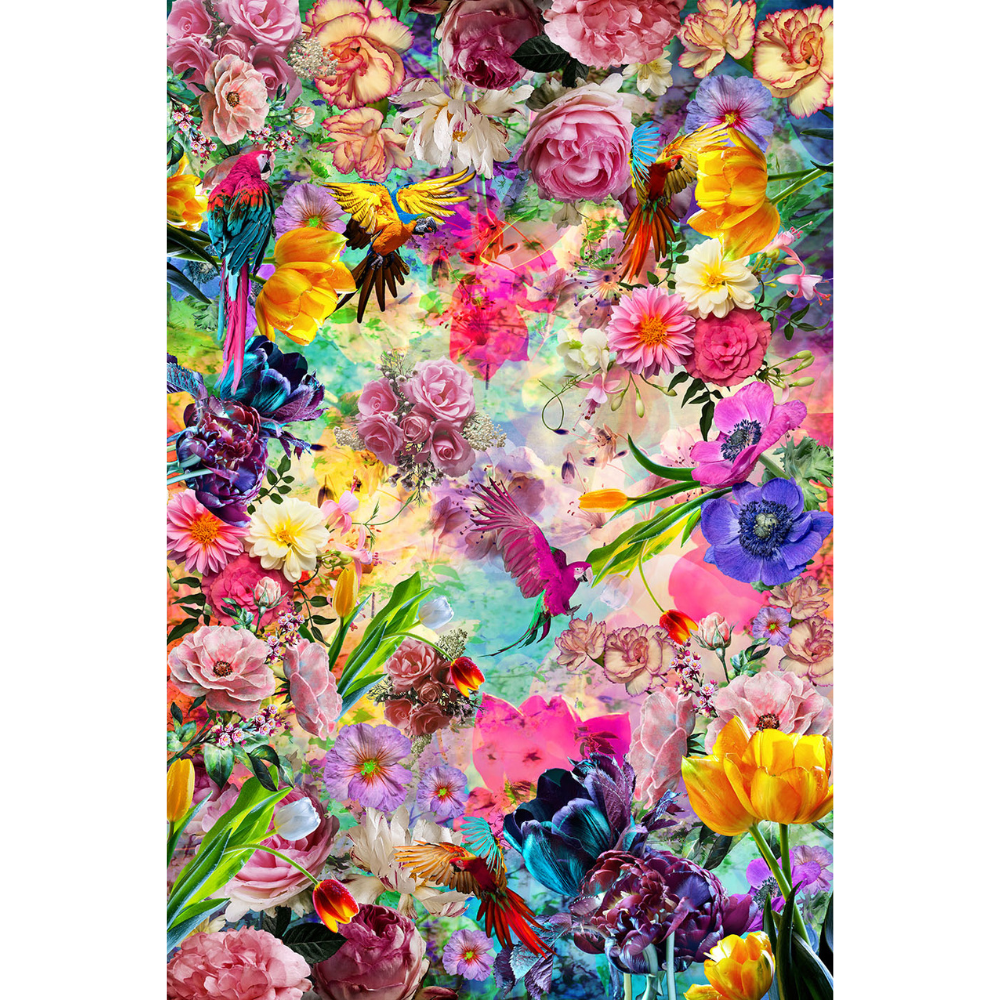 Glasschilderij bloemenpracht in levendige kleuren | verticaal | 80x120