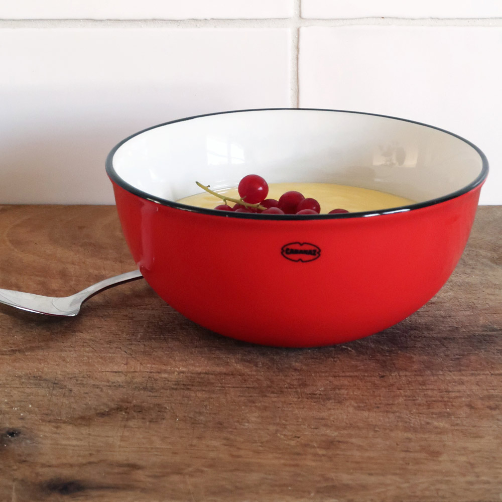 Retro ontbijt kom emaille  geinspireerd scarlet red
