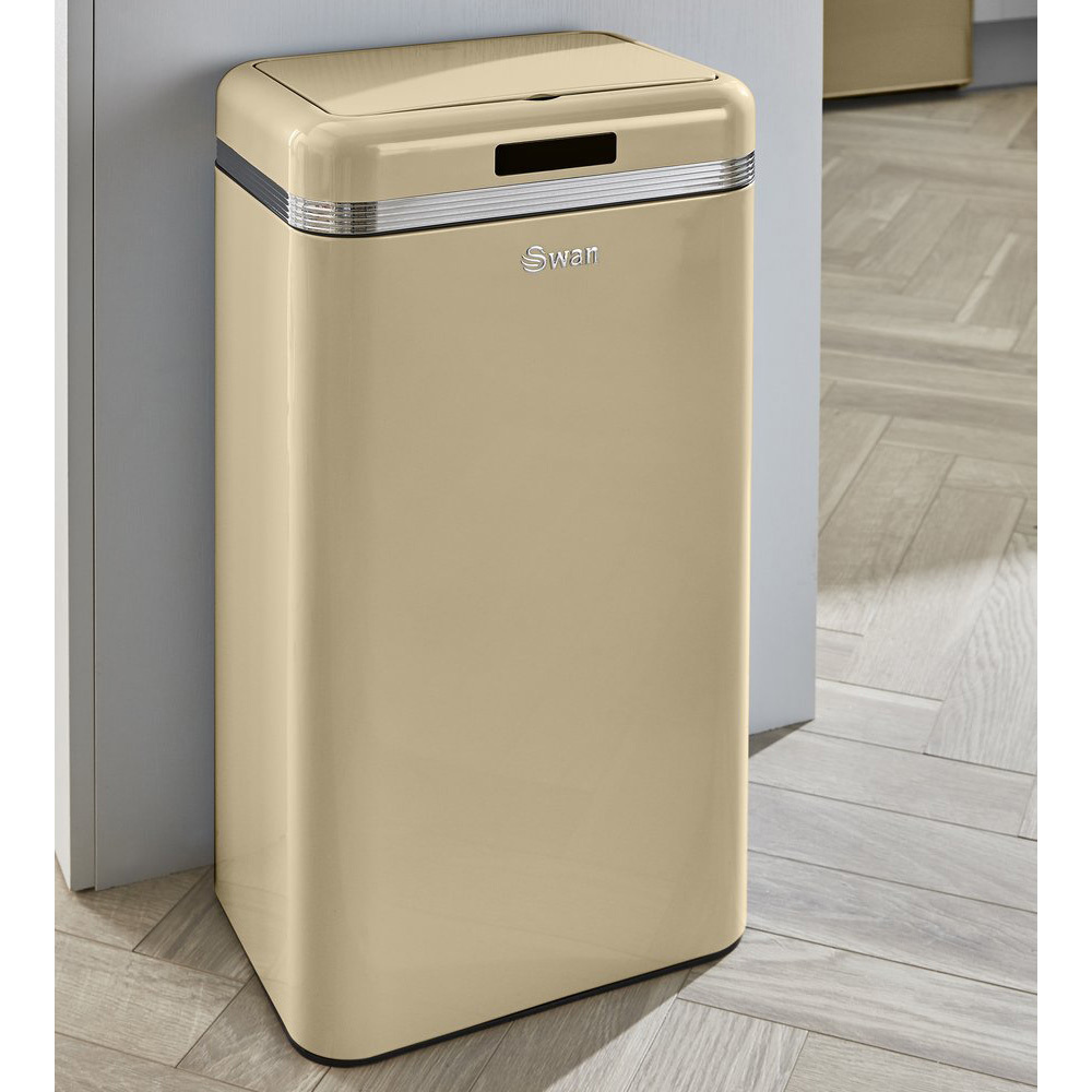 Swan Sensor Prullenbak 45 L Creme