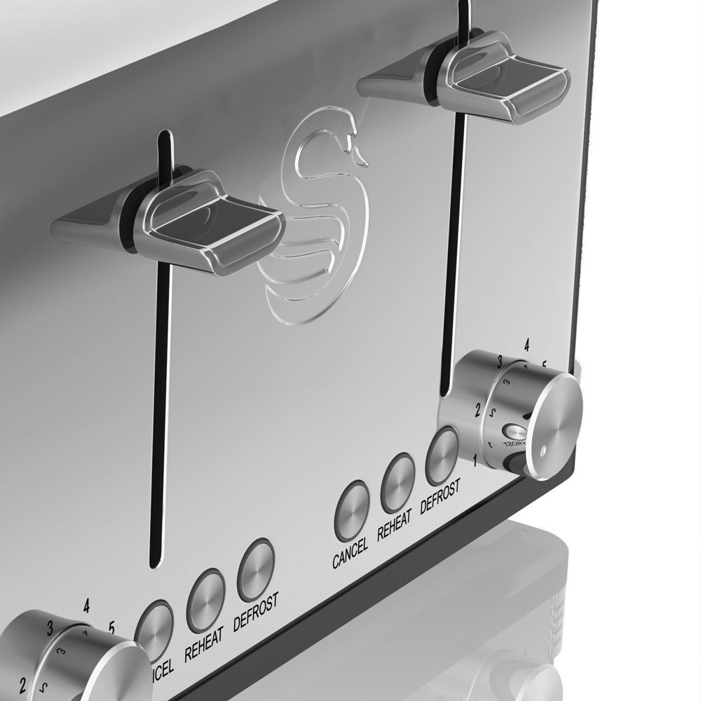 Swan 4-Slot retro  broodrooster zwart
