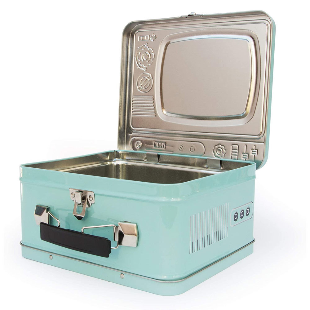 Holiday blue retro tinnen lunchbox