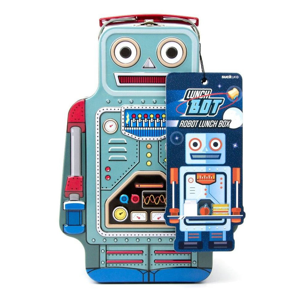 SUCK UK Robot Retro Tinnen Lunchbox Blauw