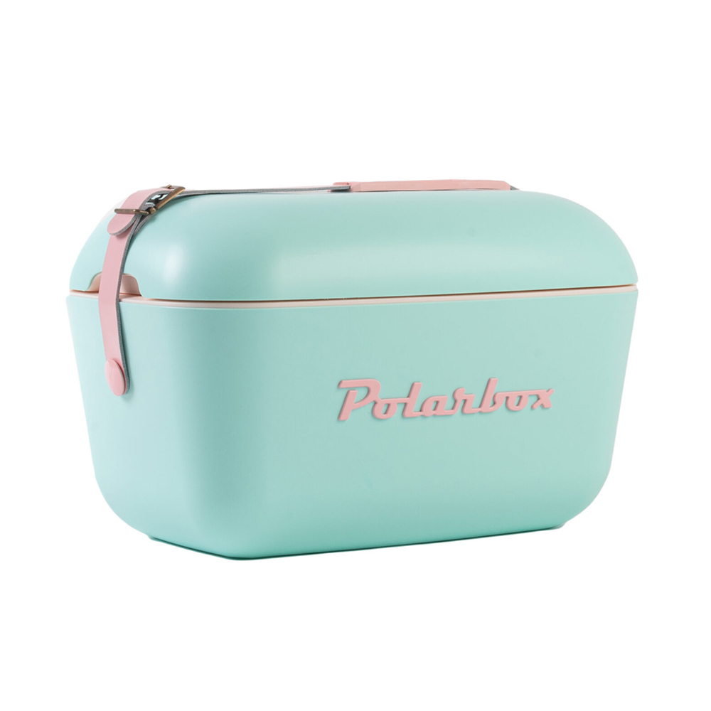 Polarbox Retro Koelbox Pop Groen met Roze Band - 12 liter - Duurzaam geproduceerde trendy koelbox