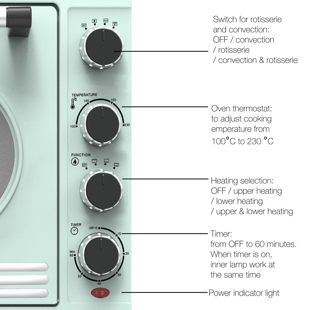 Retro mini oven 35 L turquoise