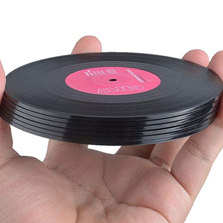 Retro vinyl onderzetters set van 6 Retro vinyl onderzetters set van 6