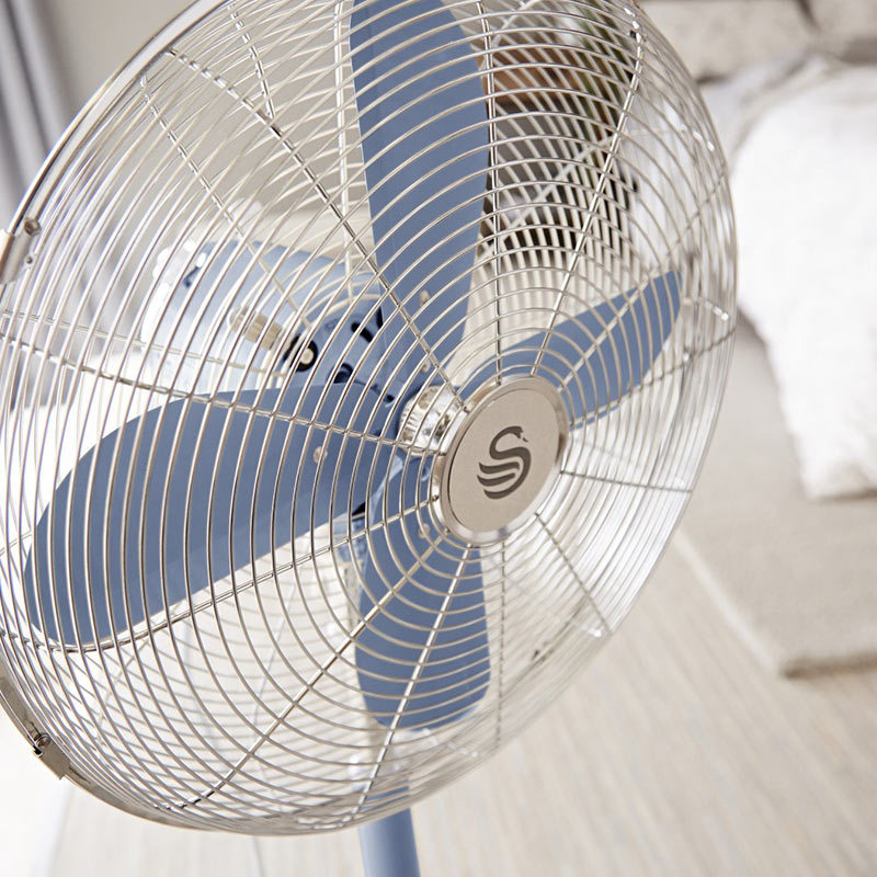 16 Inch retro vloerventilator blauw