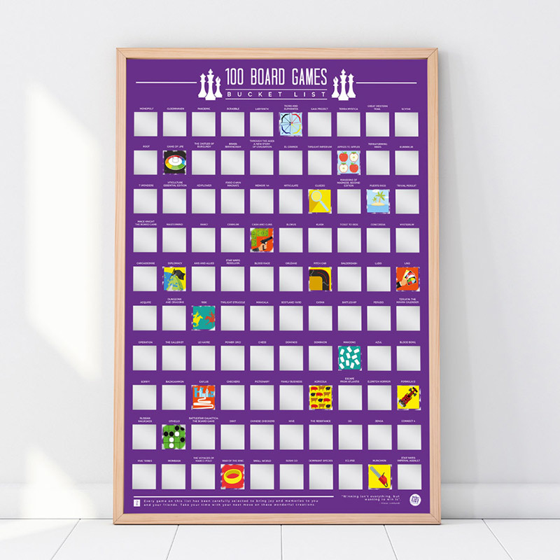 Bucket list Board games poster - 100 bordspellen kraskaart