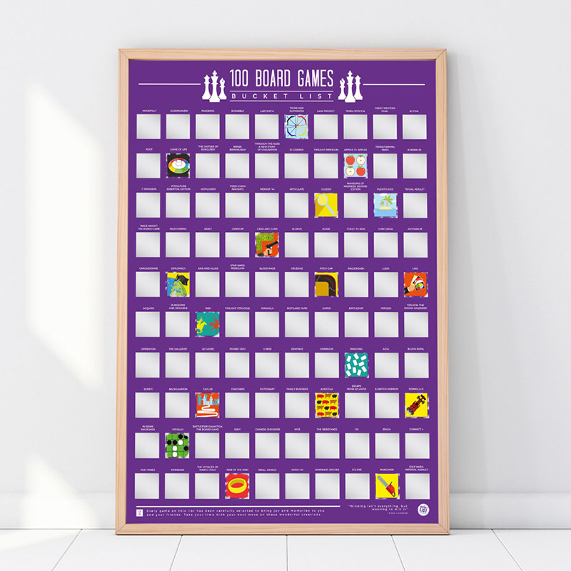 Retro poster - 100 bordspellen kraskaart