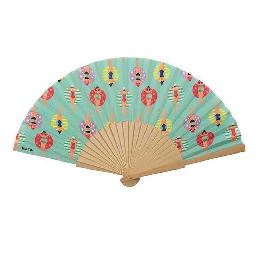 Waaier swimmers Japanse handwaaier turquoise 