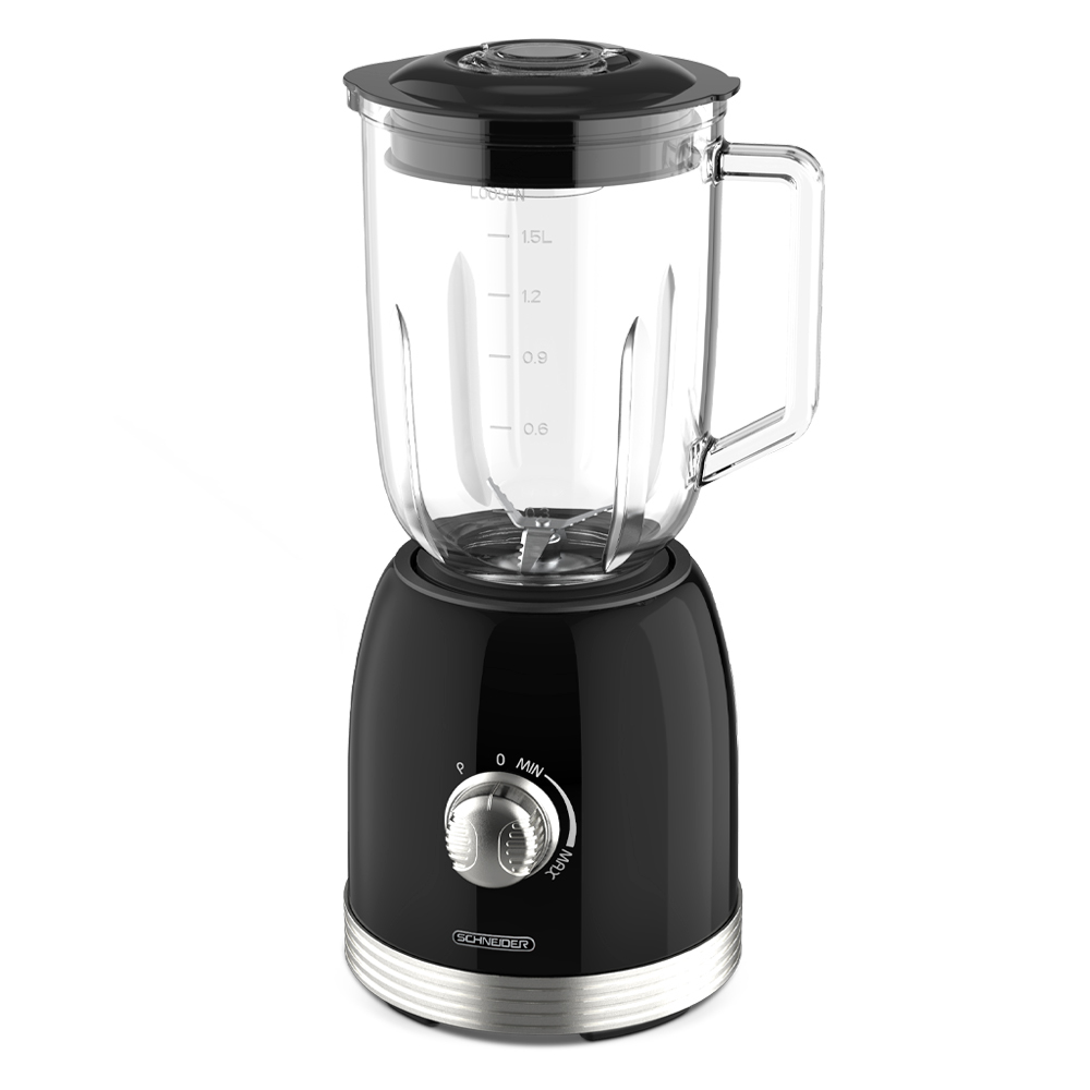 Retro blender 1.5 L mat zwart